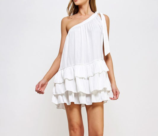 One - shoulder ruffle dress