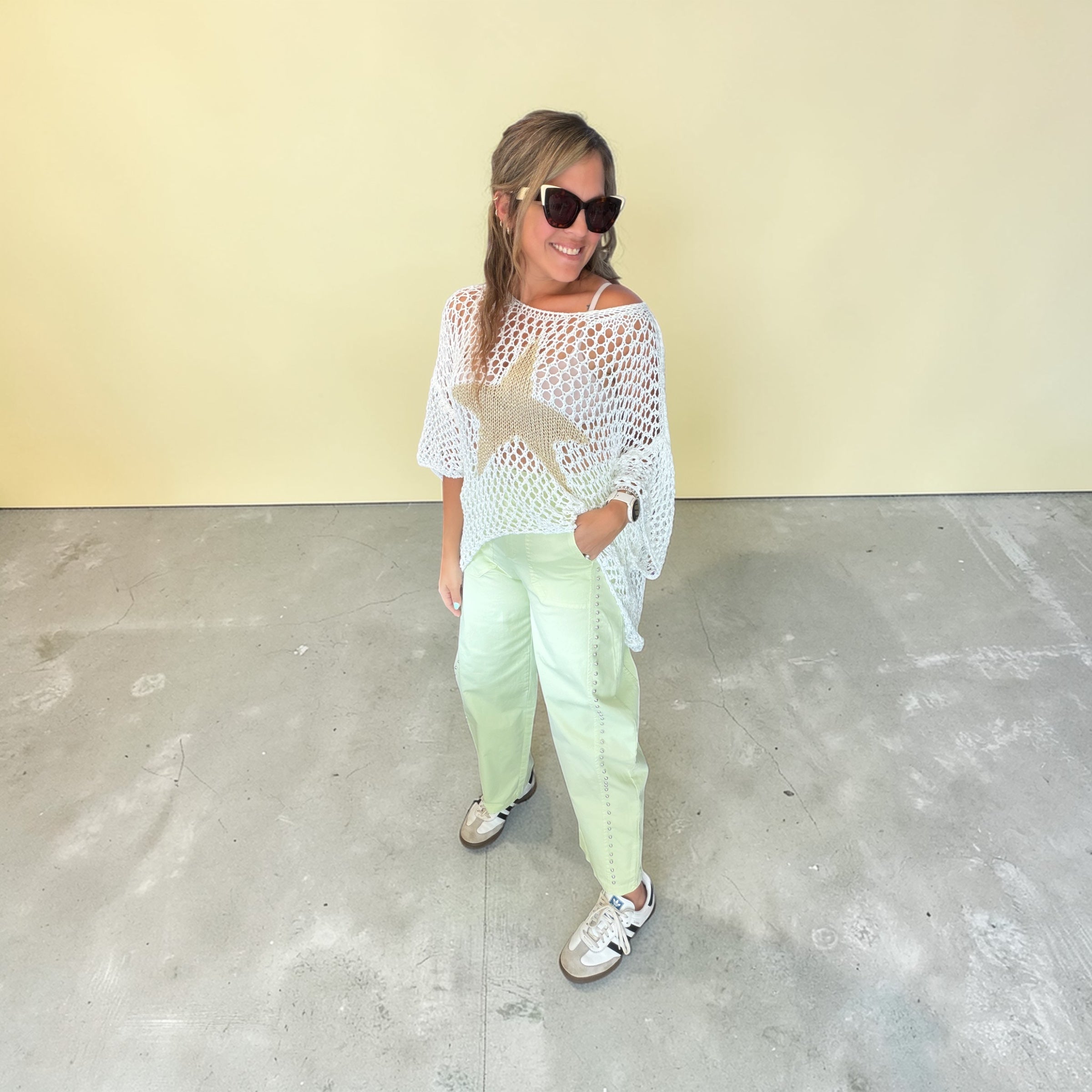 Italy studs barrel pants