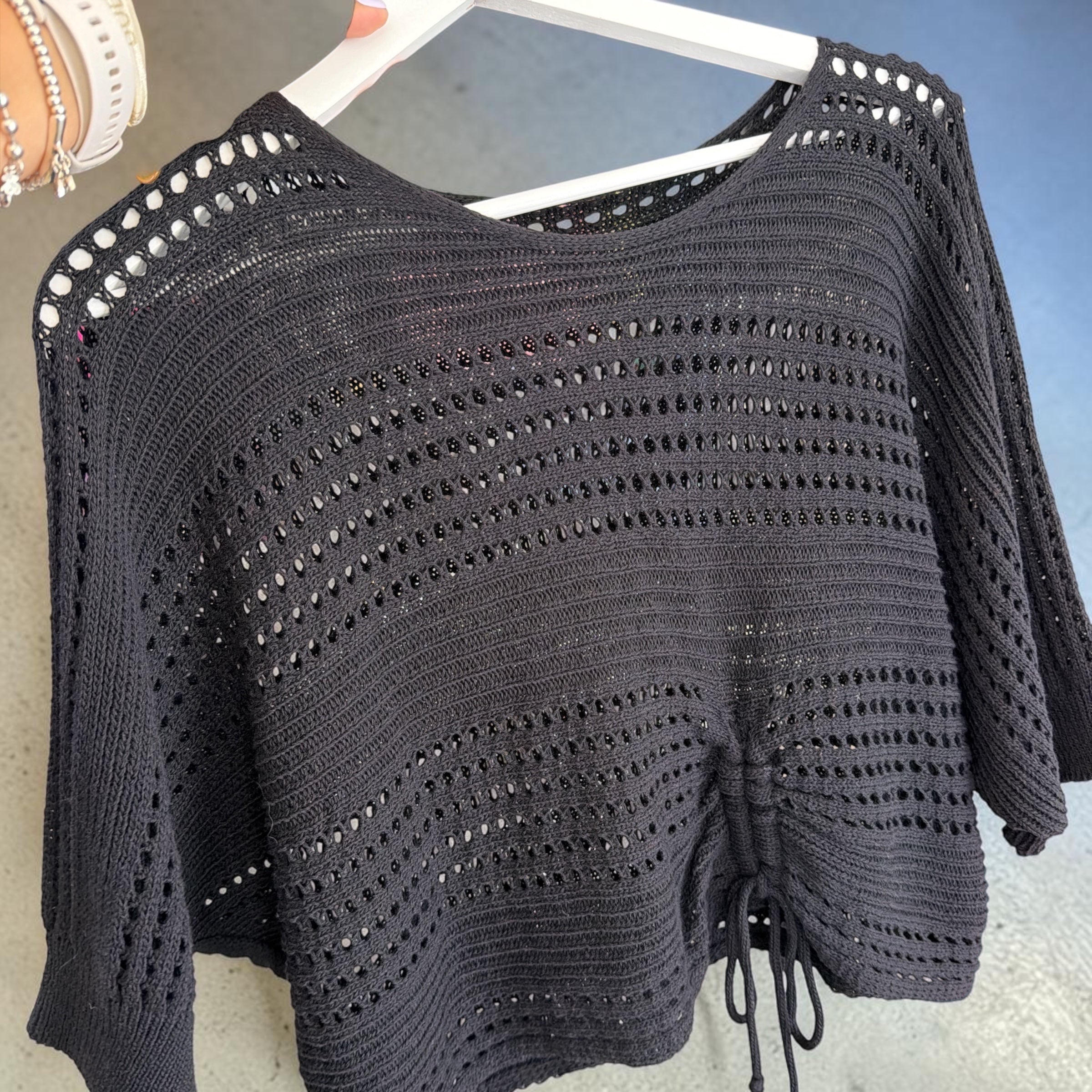 Drawstring crochet top