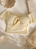 Butter yellow knot top