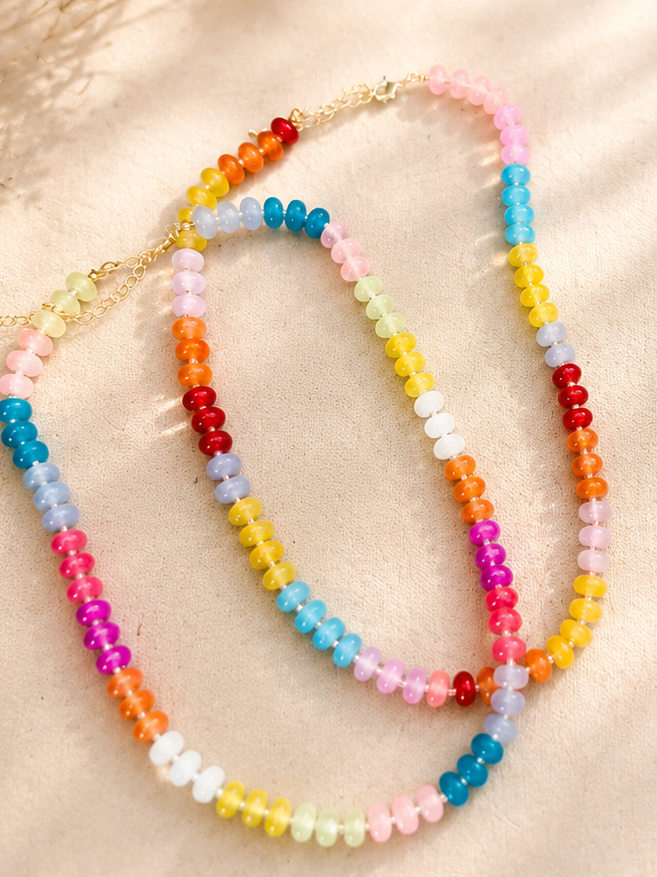 Rainbow semi preciosas necklace