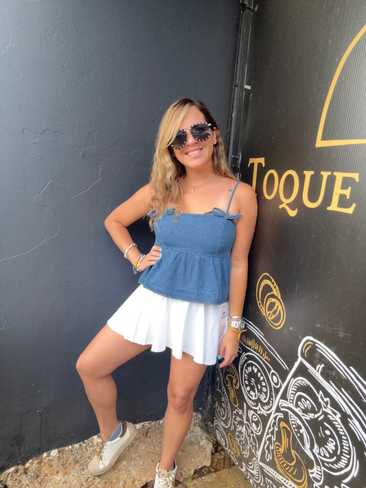 denim bow top