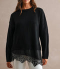 Knit contrast lace layered sweater