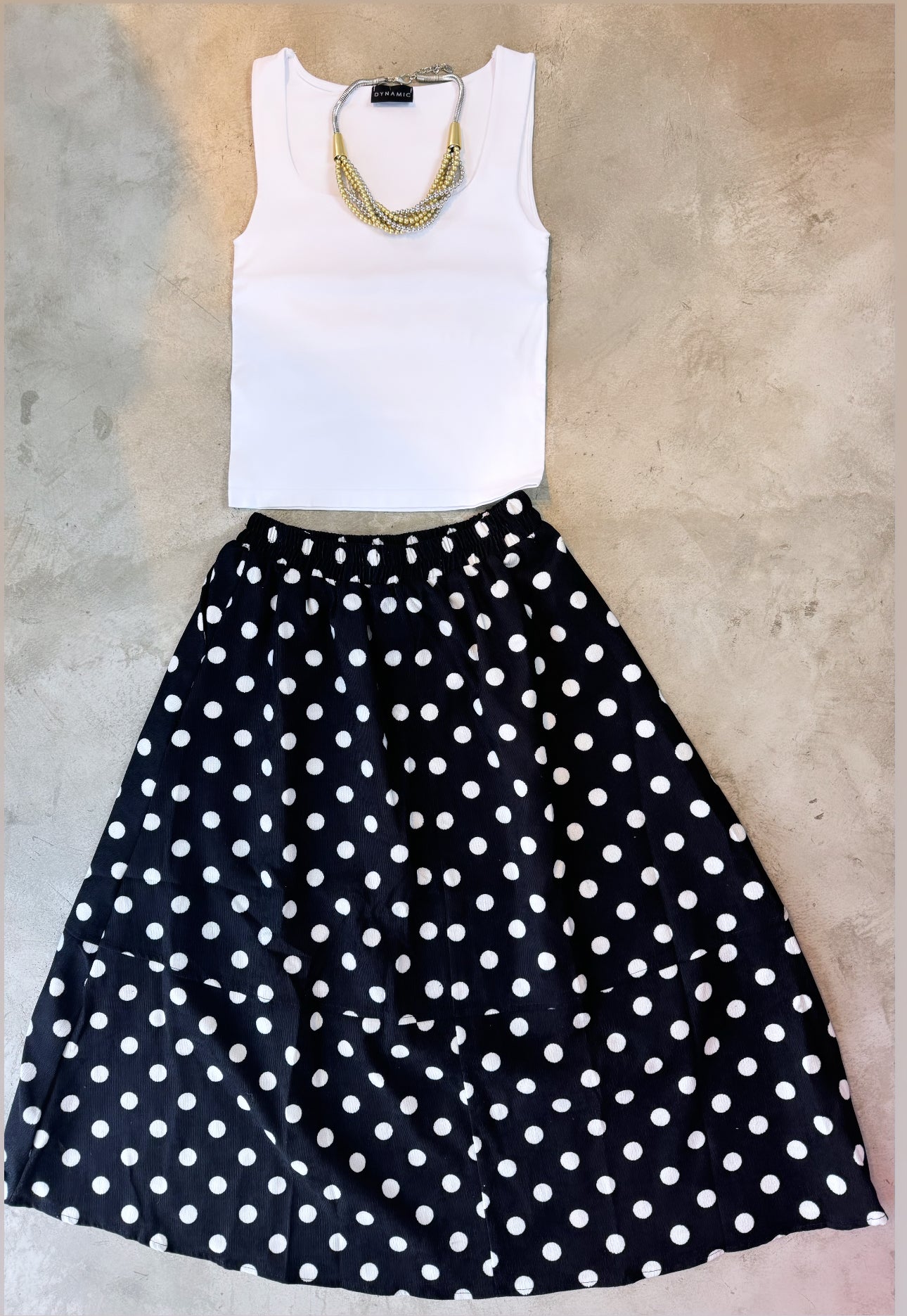 polkadots midi skirt