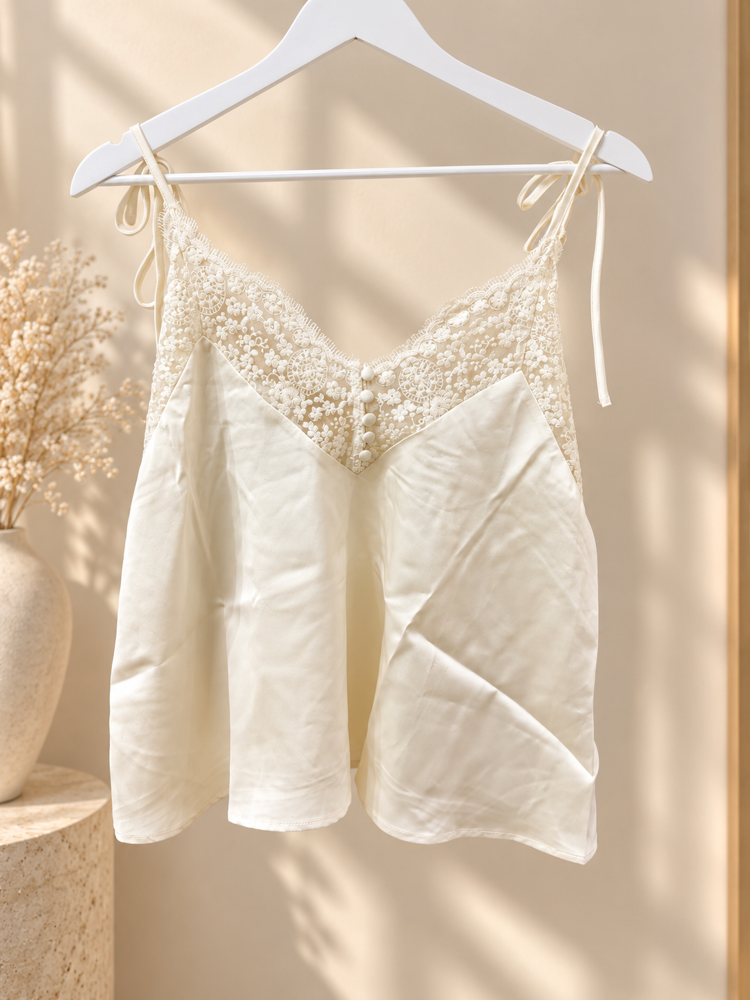 Lace satin cami