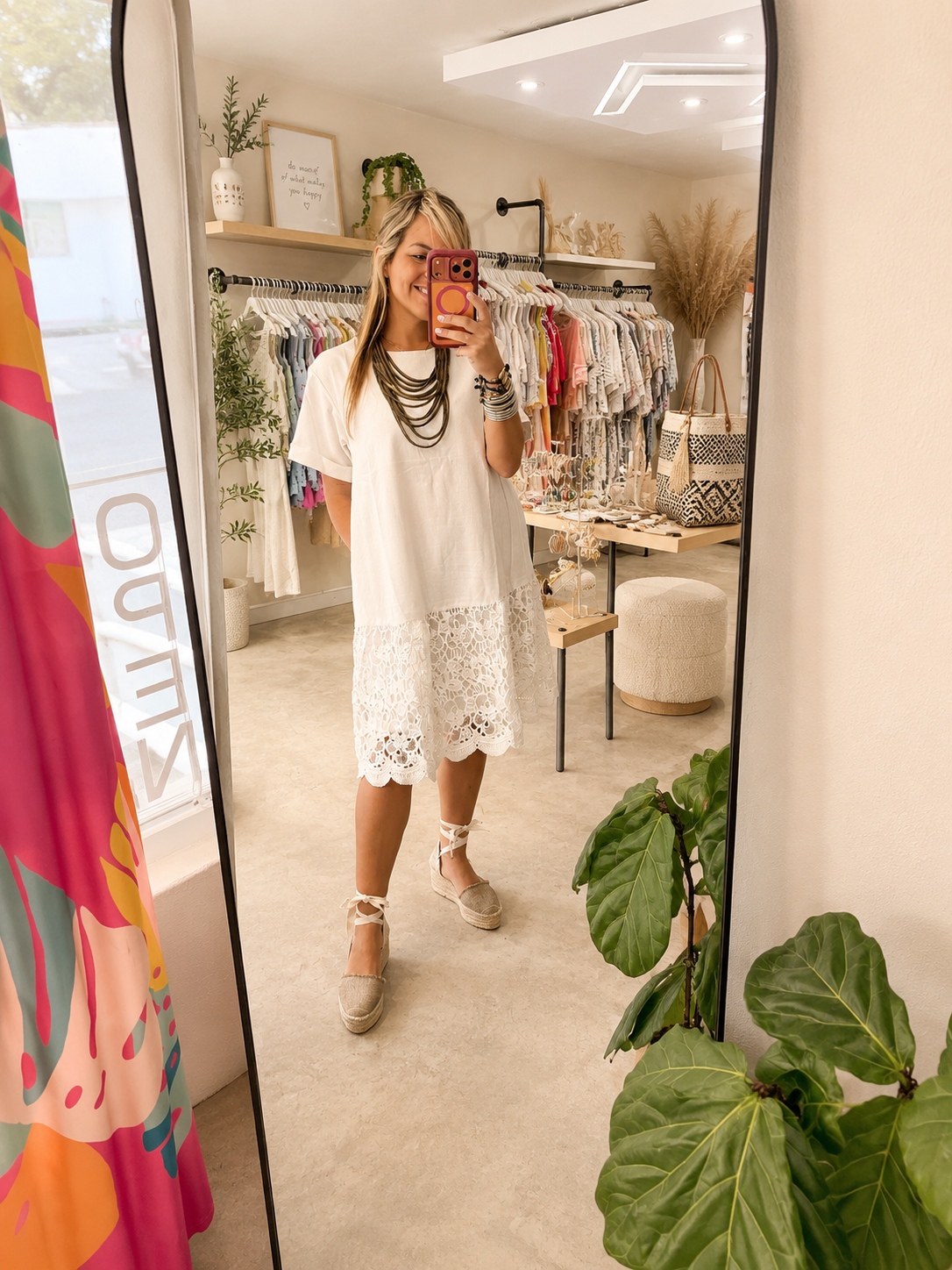 Linen Lace contrast dress