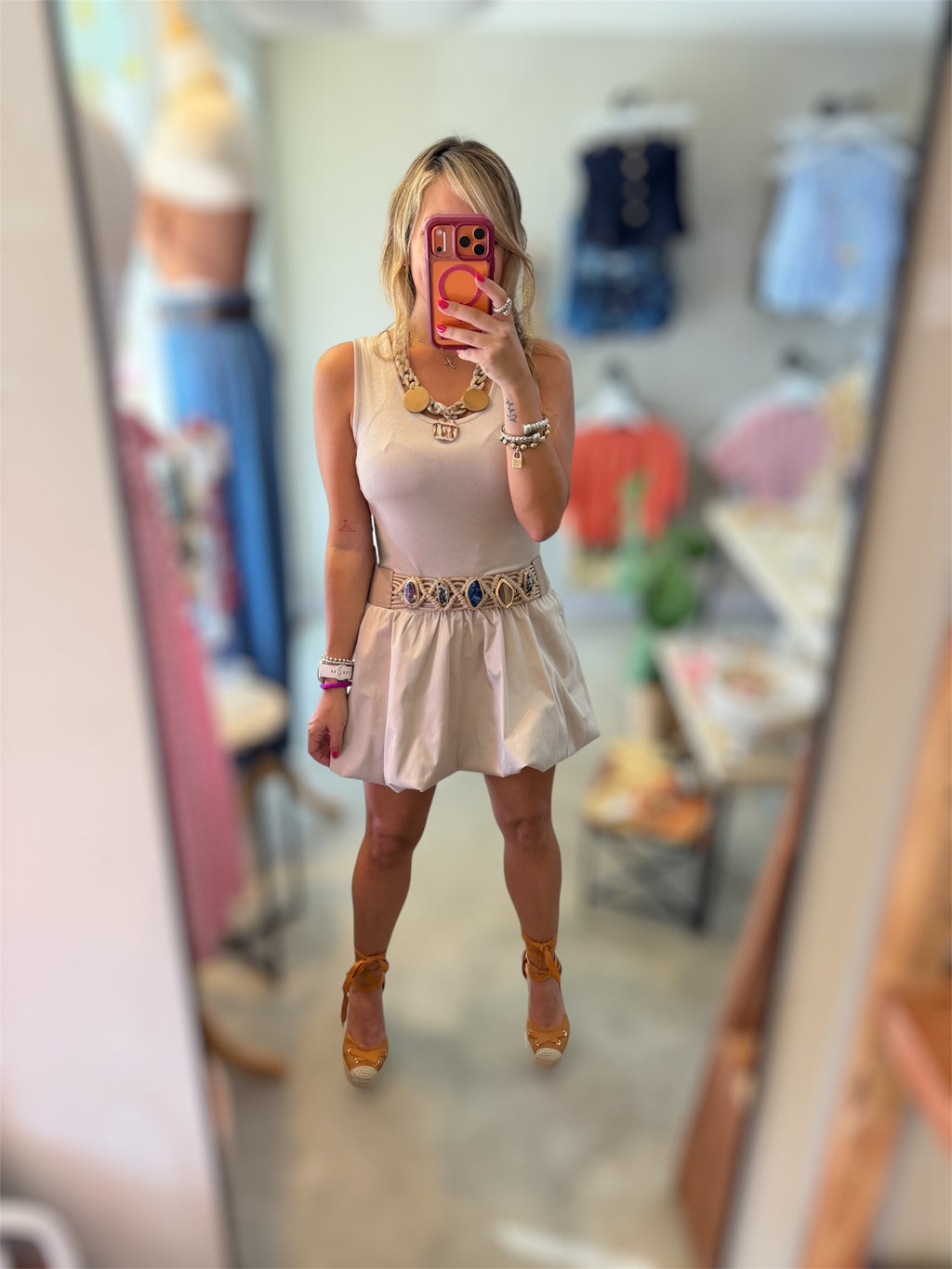 Sleeveless bubble skirt dress