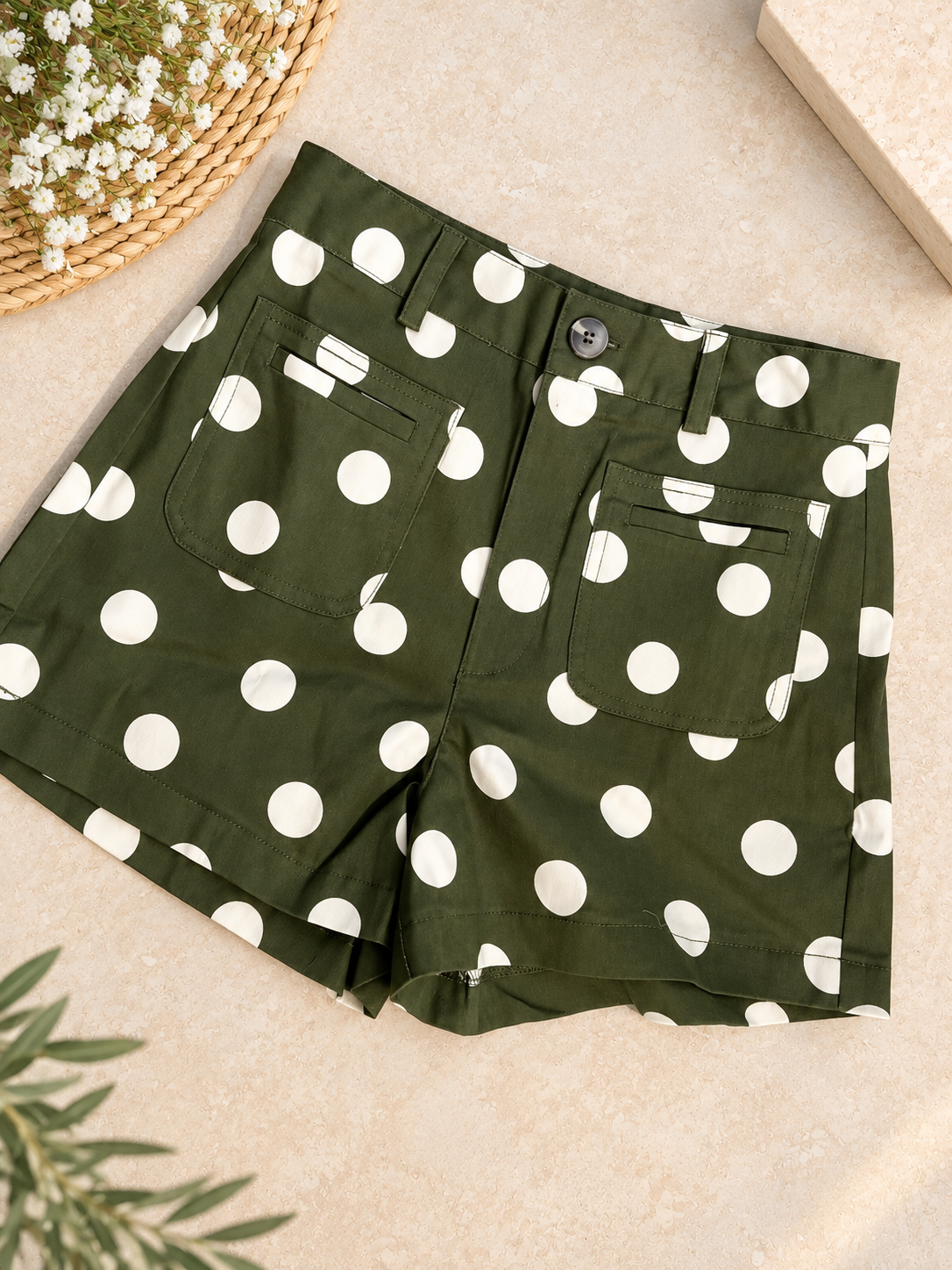 Olive polkadot pant