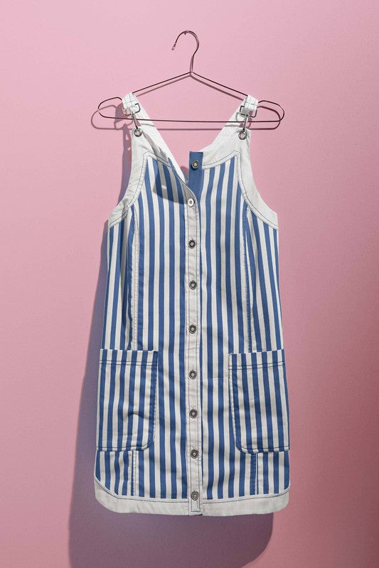 Blue stripe denim dress