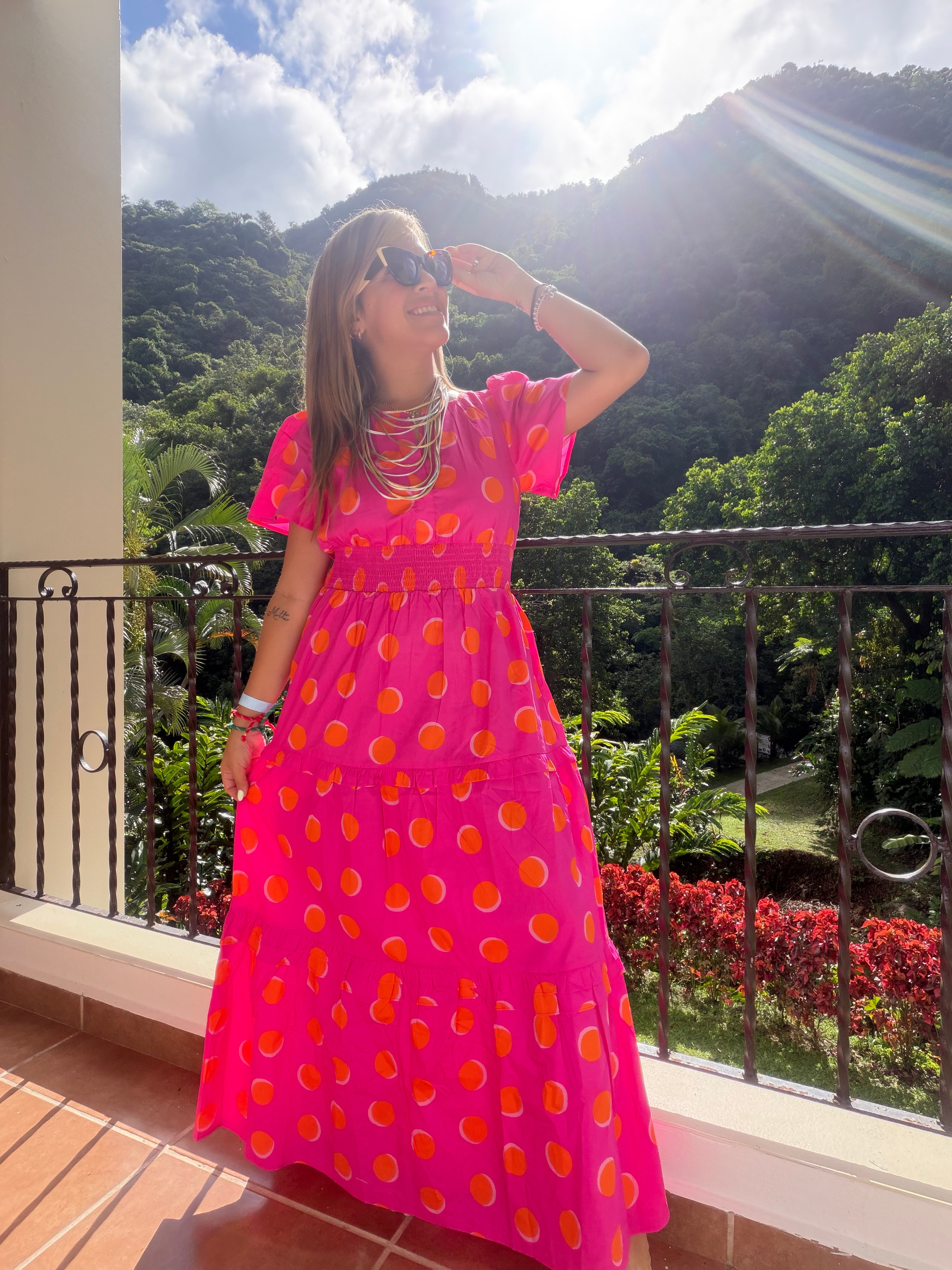 Polka dot poplin maxi dress