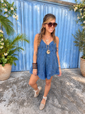 Denim flared romper