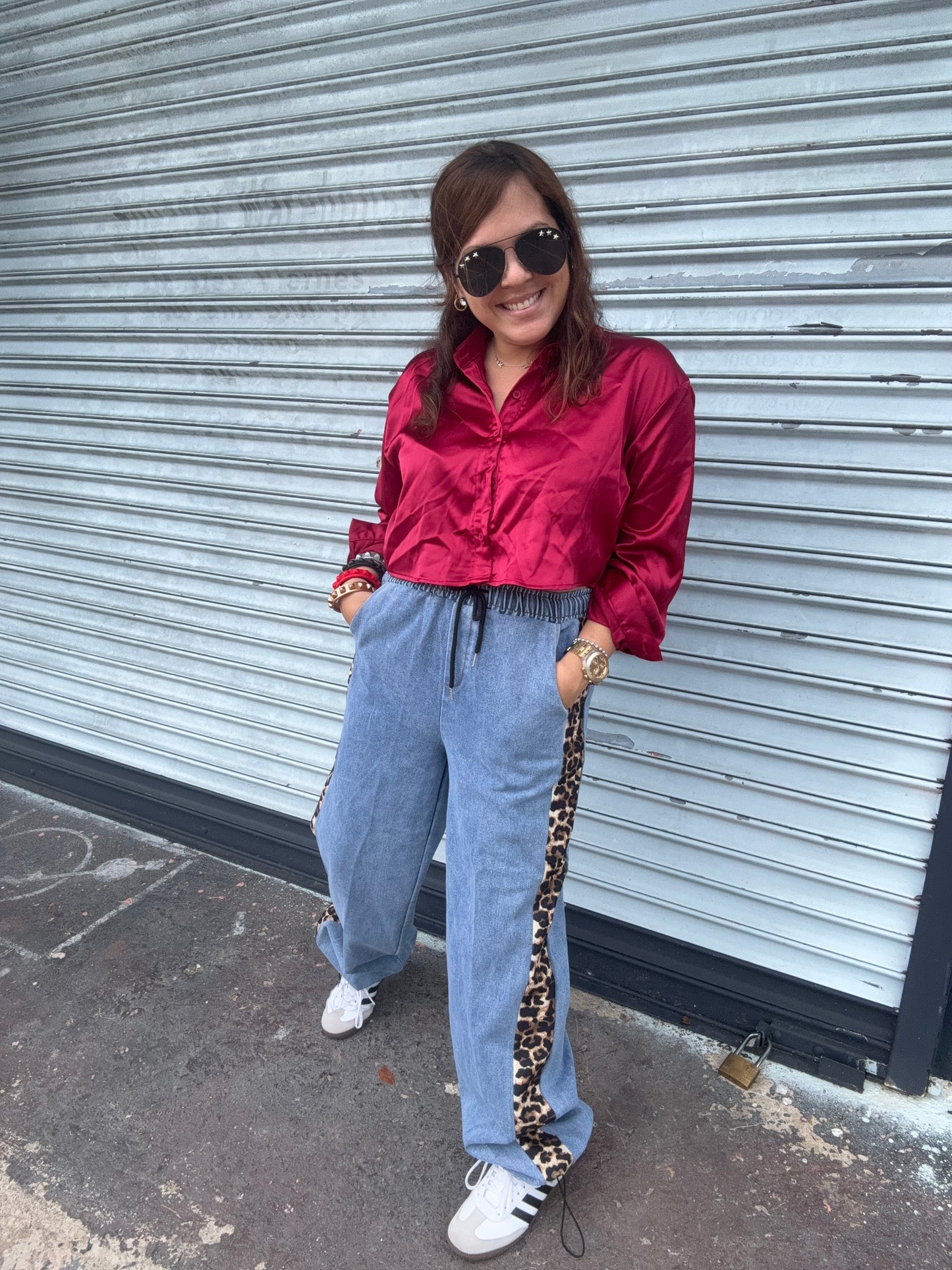 Burgundy Button Top