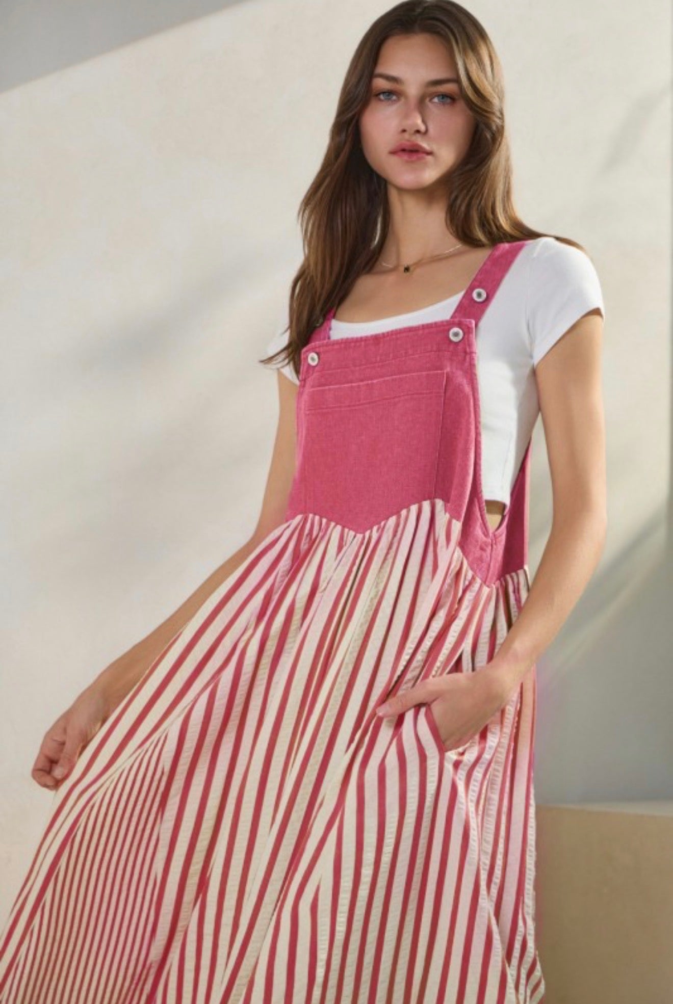 Pink overall dress