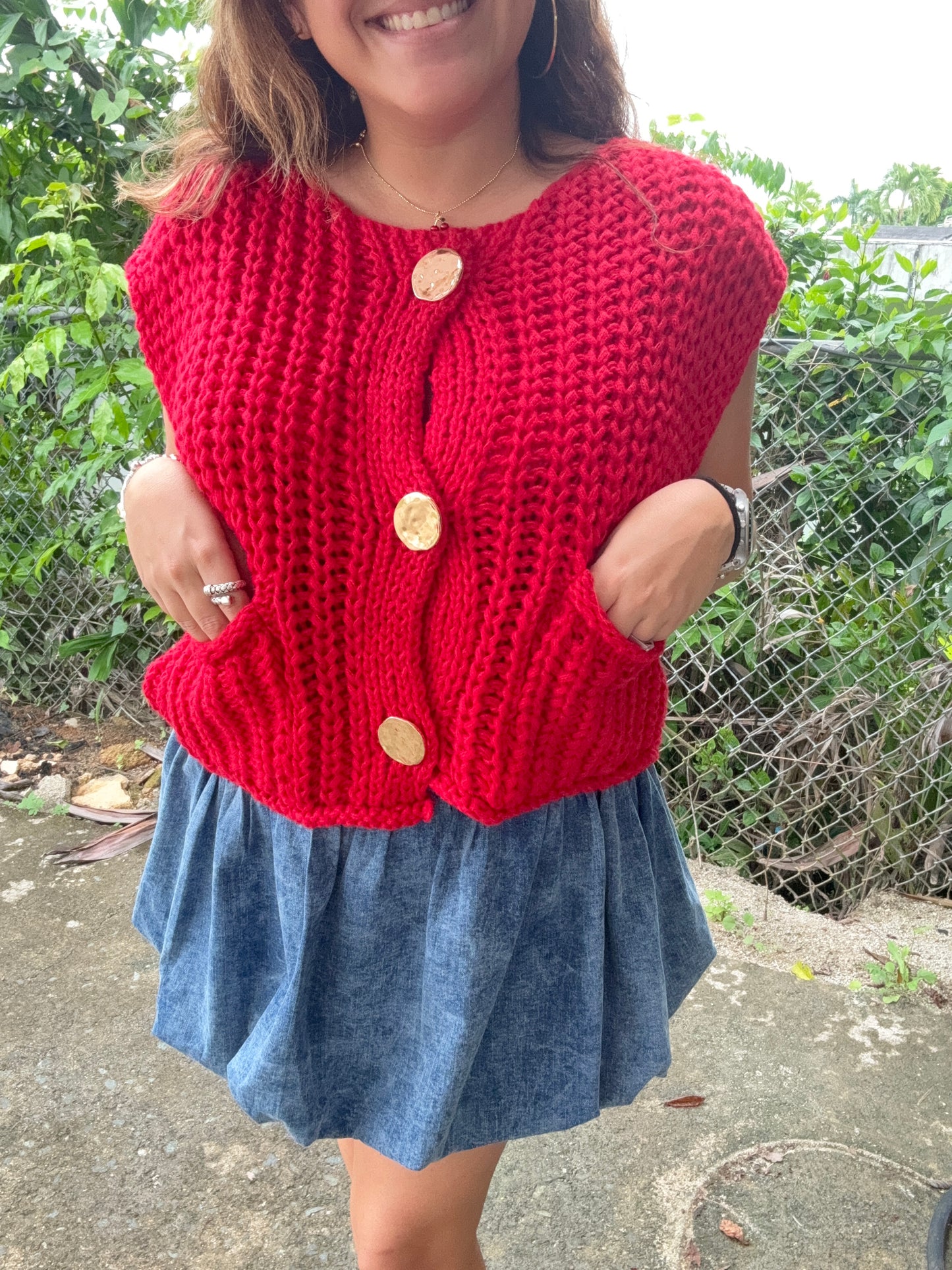 Red Crochet Top