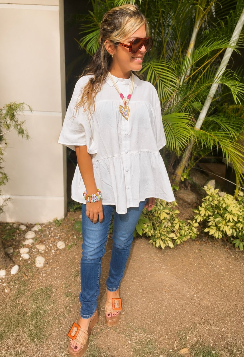 Button down tunic top