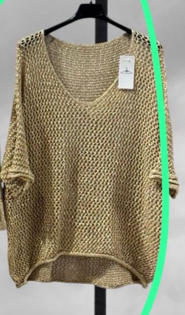 Gold crochet sweater