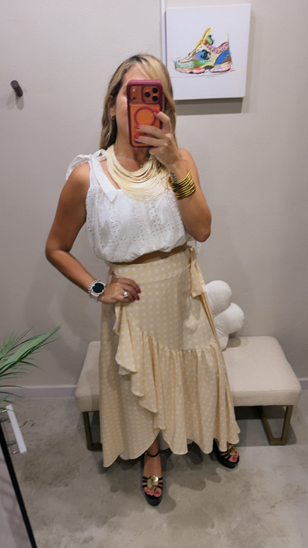 Polka dot wrap skirt