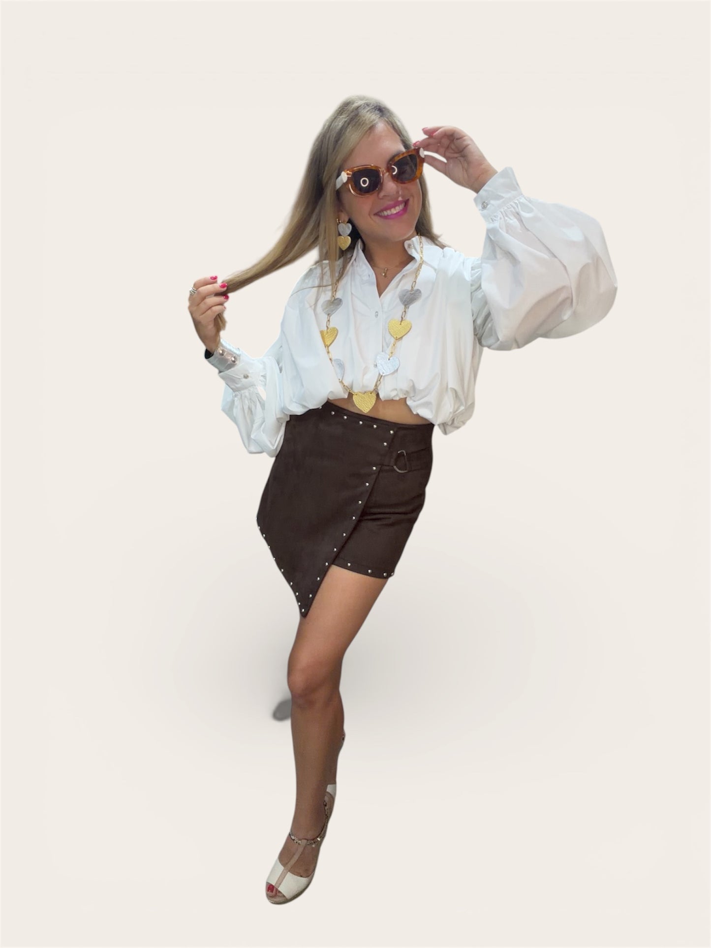 Long sleeve bubble blouse