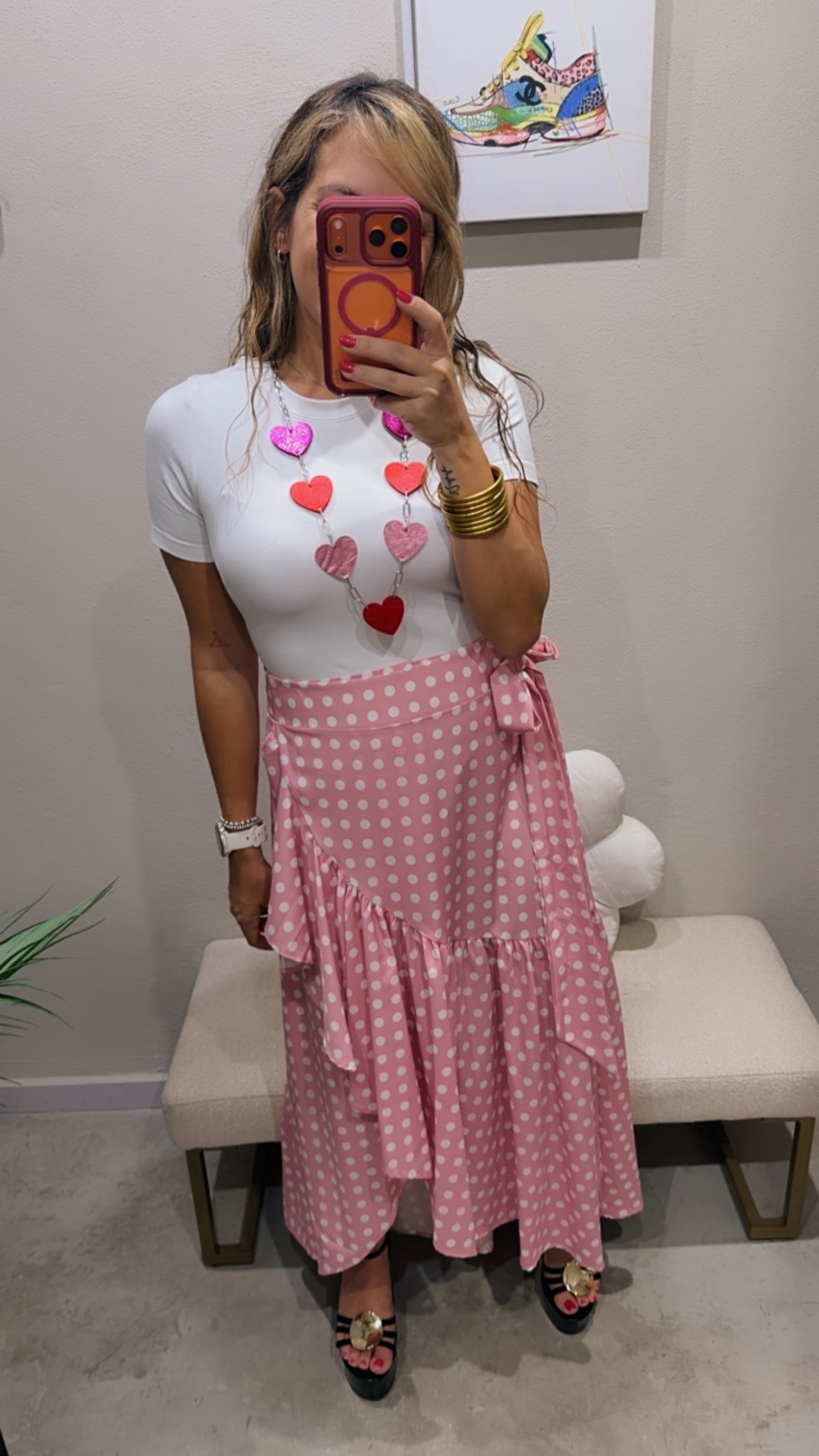 Polka dot wrap skirt