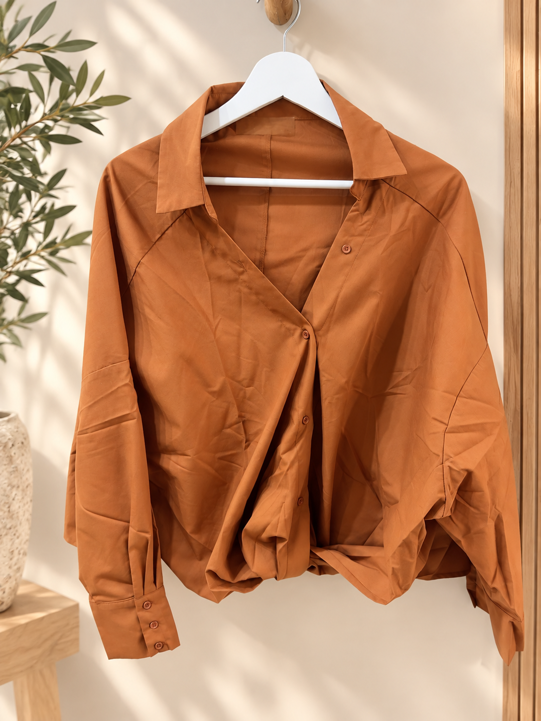 Brown button down blouse