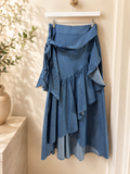 Denim wrap skirt