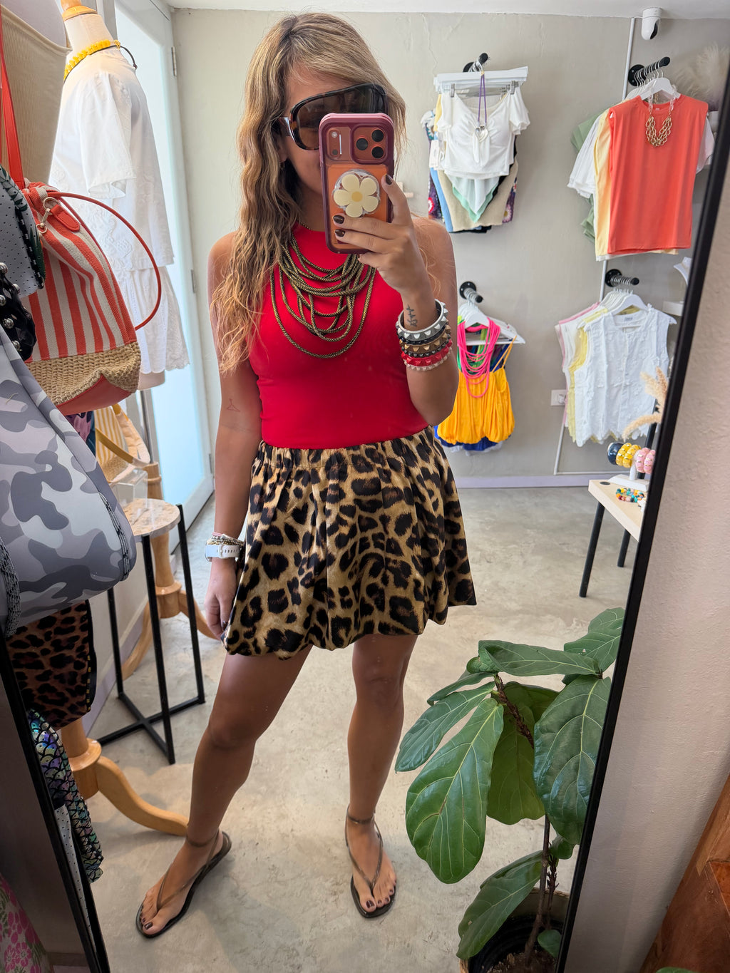 Bubble animal print skirt