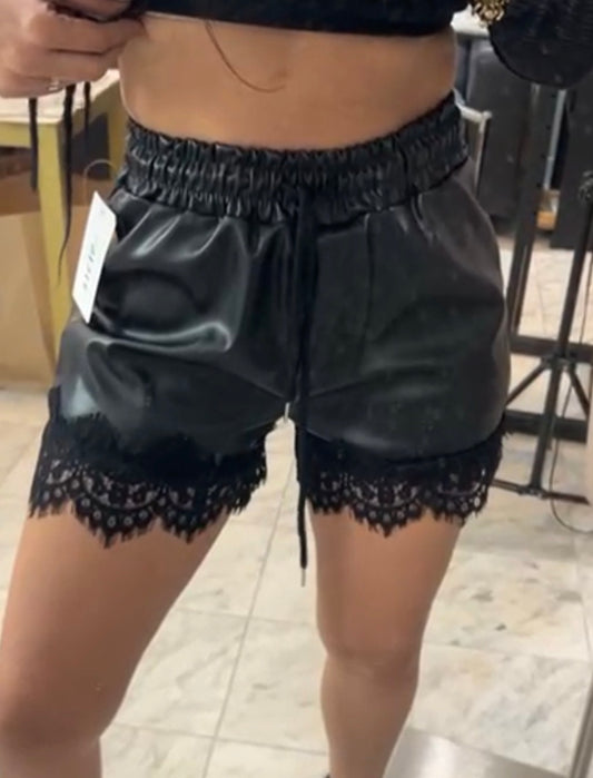 Black pu leather shorts
