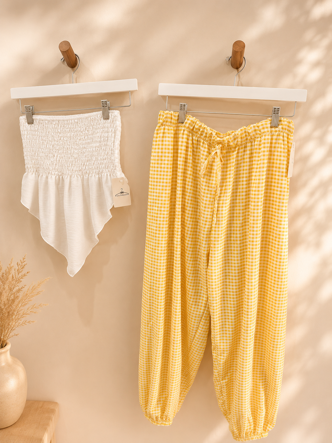 Yellow gingham pant