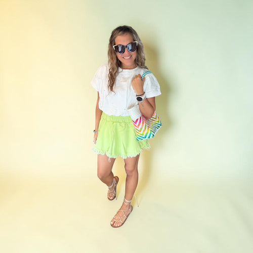 Apple green denim skort