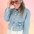 Denim Bow Cropped Jacket