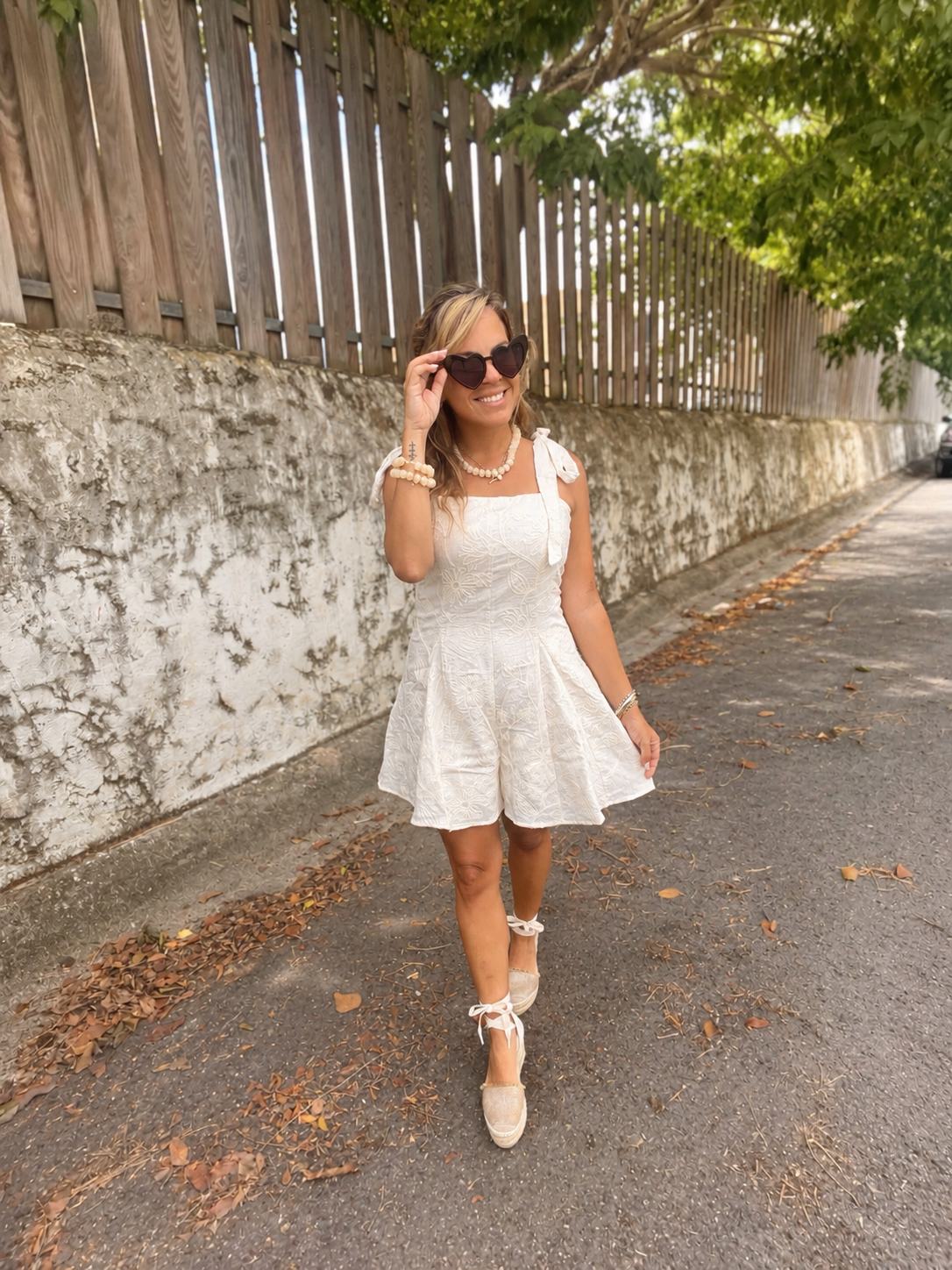 Floral stitched romper