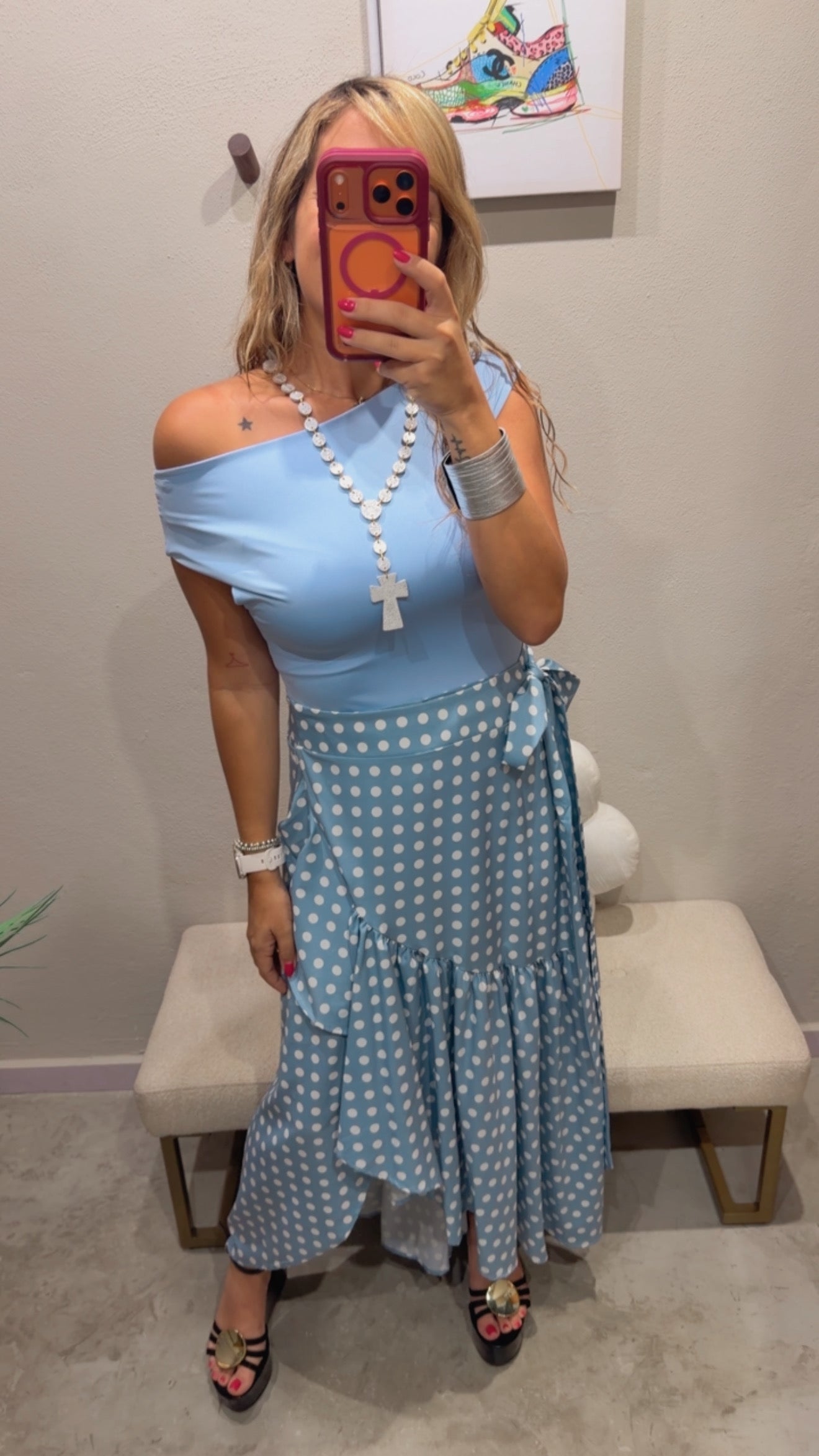Polka dot wrap skirt