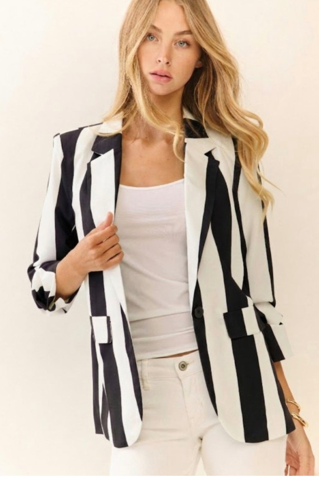 Vertical stripe blazer