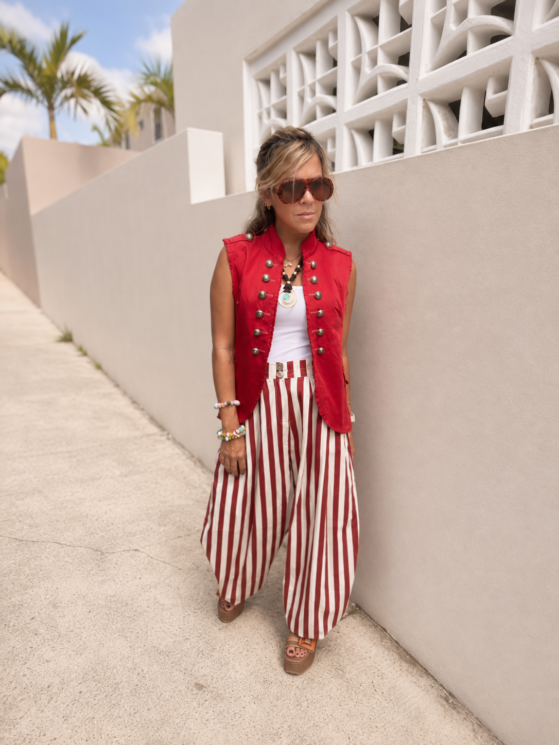 Stripe barrel jeans