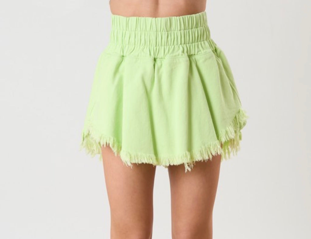 Apple green denim skort