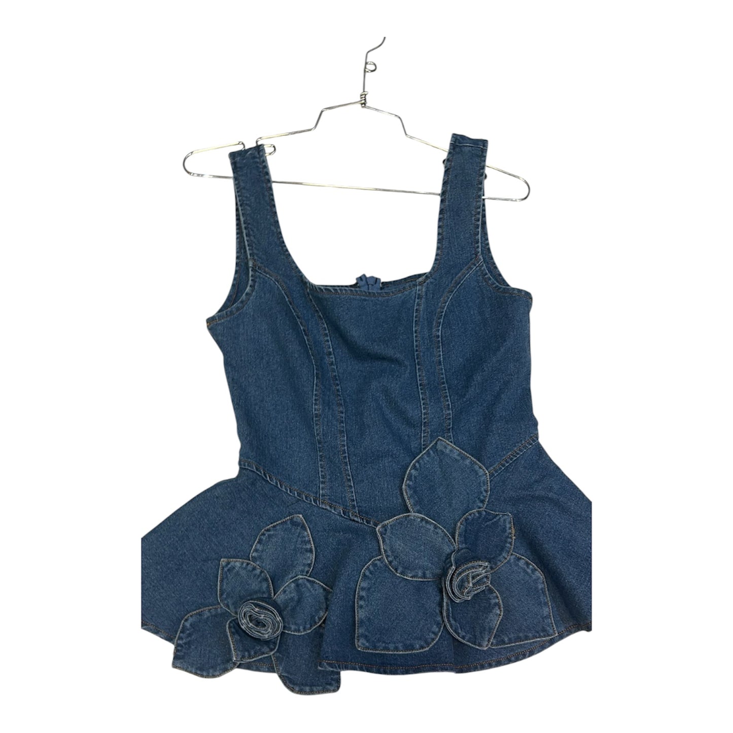 Denim flower peplum top