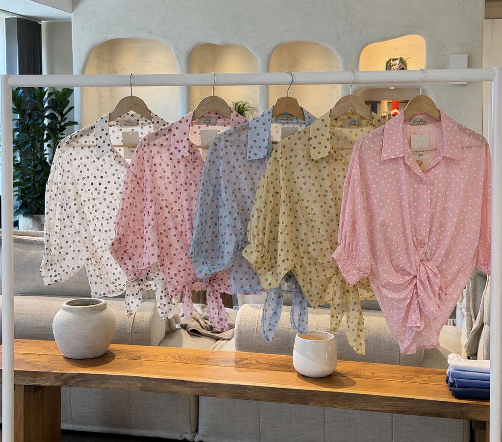 Ita polka dot button blouses