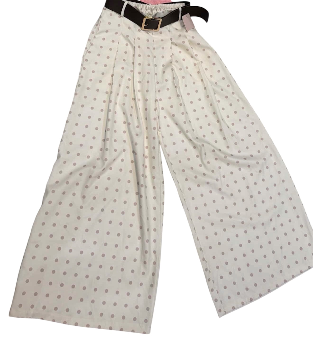 Polka dot palazzo with belt