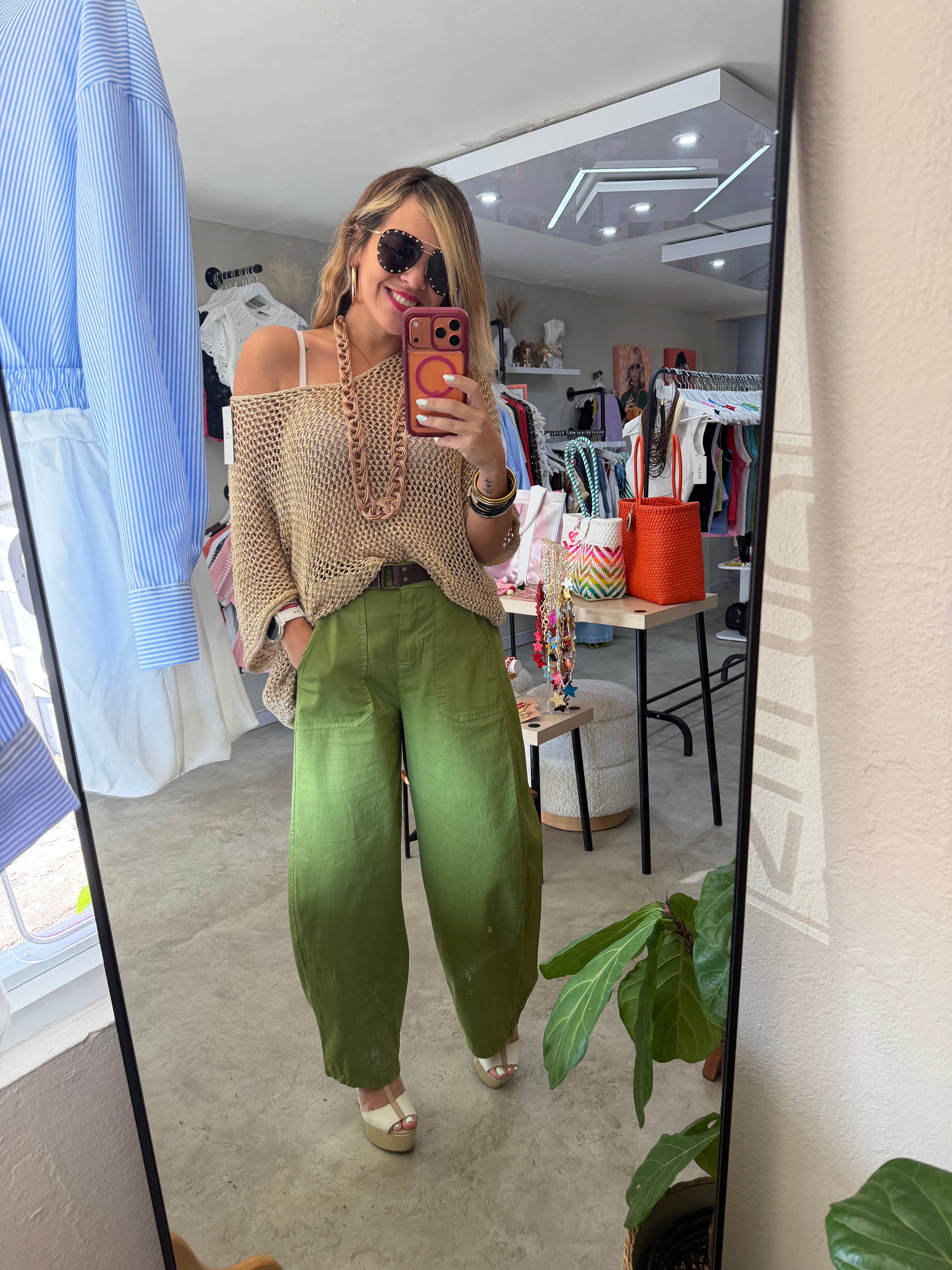 Gold crochet sweater