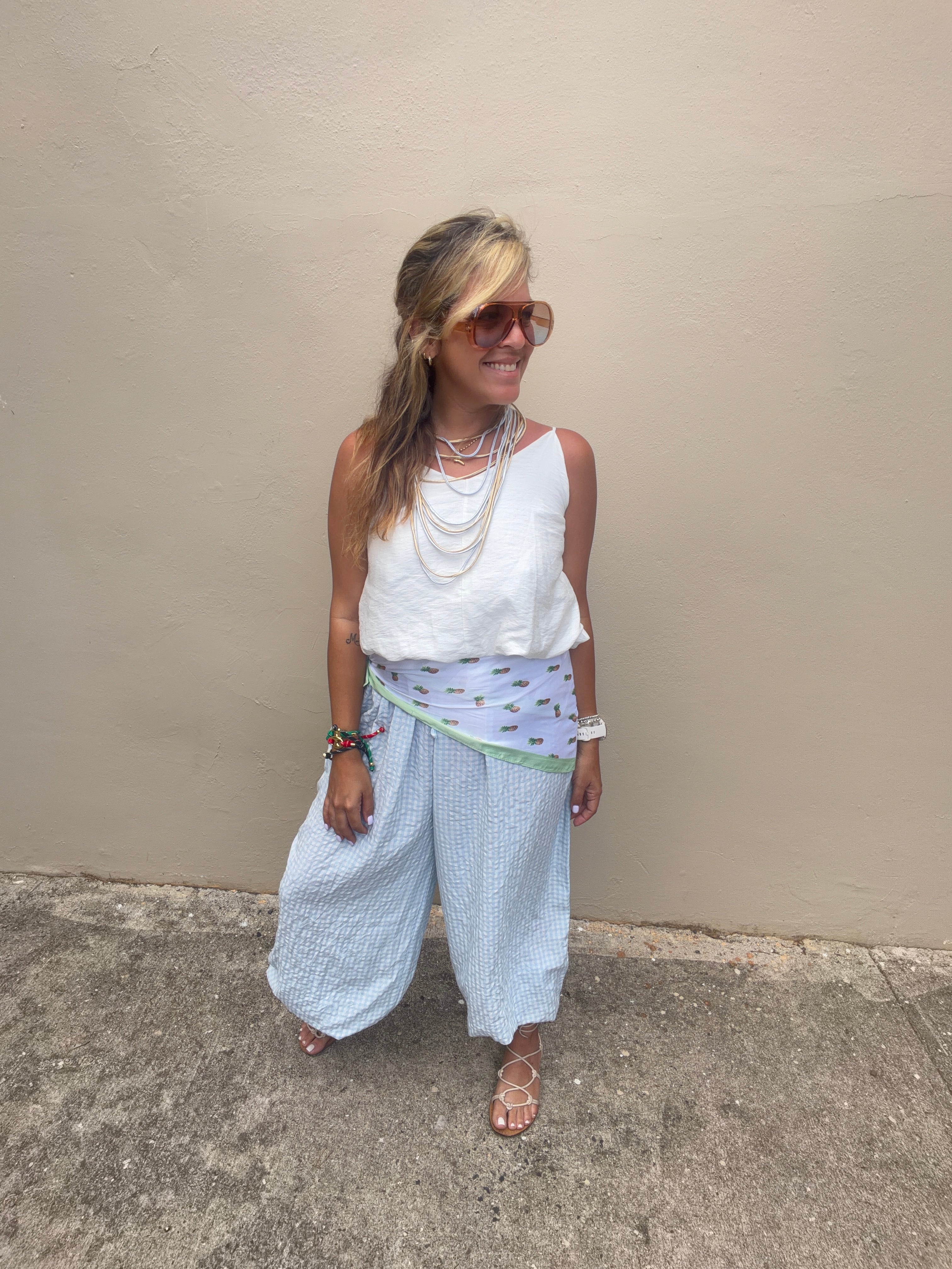 Baby blue gingham pant