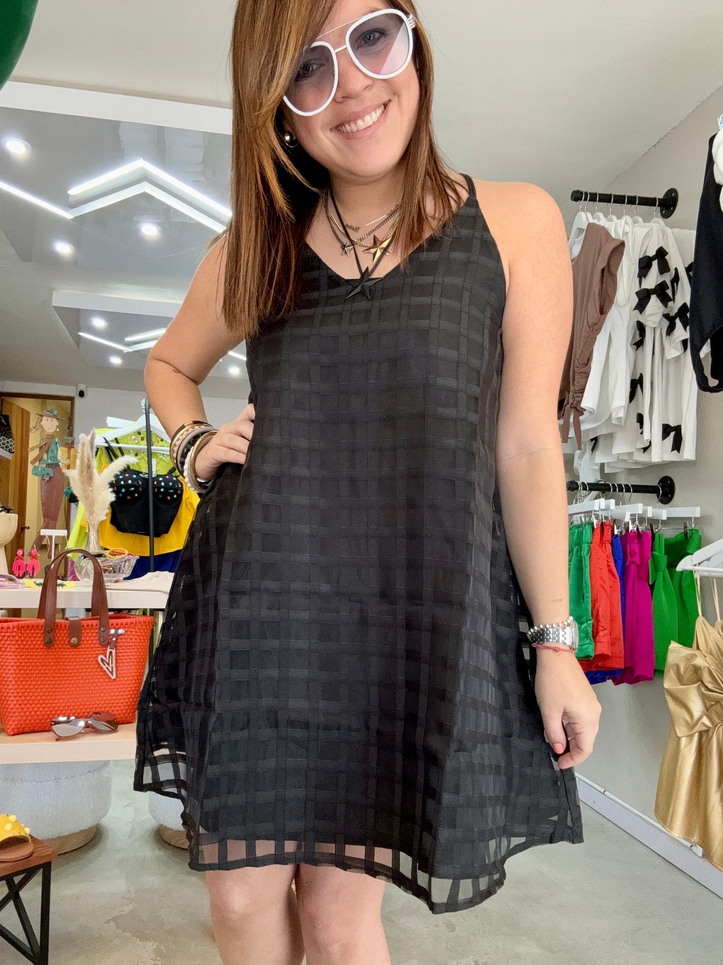 Organza Black Midi Dress