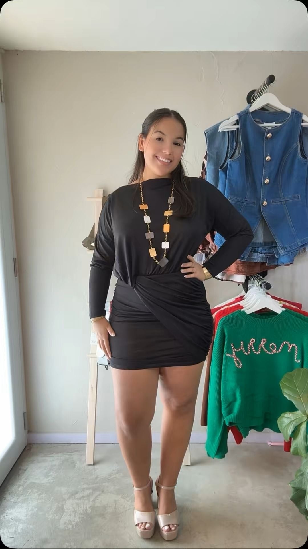 Off shoulder knit dress