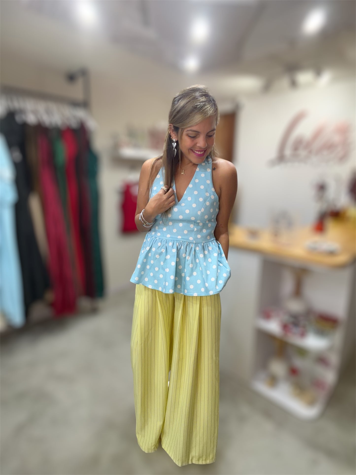 Yellow striped palazo