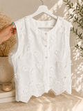 Flower embroidery blouse