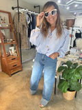 Folded straight leg pant