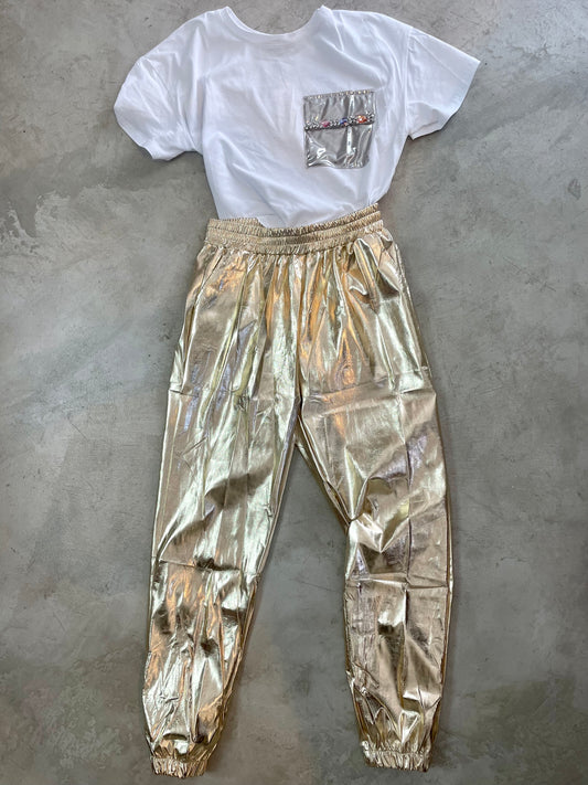 Pu Leather Metallic Jogger