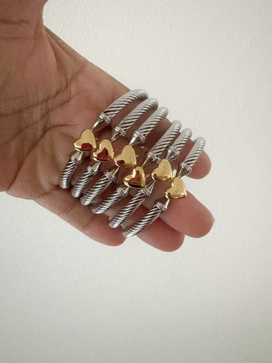 Heart cable bangles