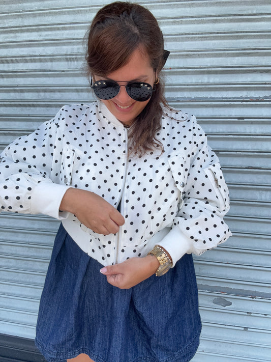 Polka Dot Bomber Jacket