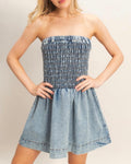 Strapless denim dress