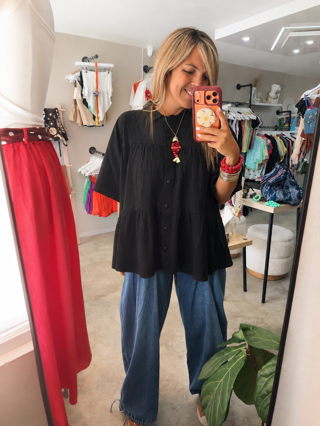 Button down tunic top